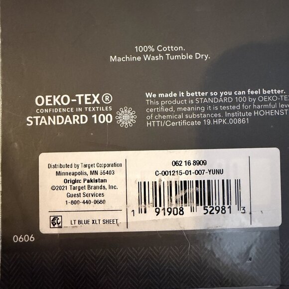 Threshold Twin XL Sheet Set + 2 Pillowcases 400TC Cotton Sateen Light Blue Dorm - Picture 7 of 7